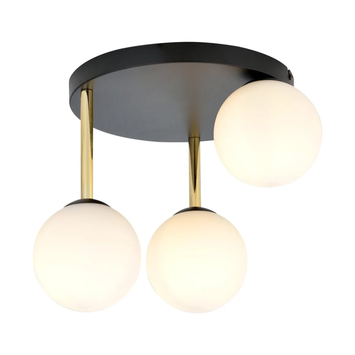 Dolce taklampe 3-lys - Svart/Opal/Gullfarget
