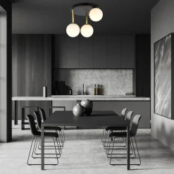 Dolce taklampe 3-lys - Svart/Opal/Gullfarget