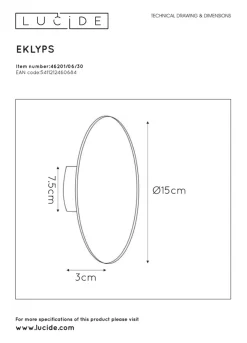 Eklyps vegglampe 15 cm