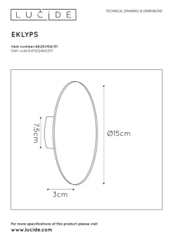 Eklyps vegglampe 15 cm