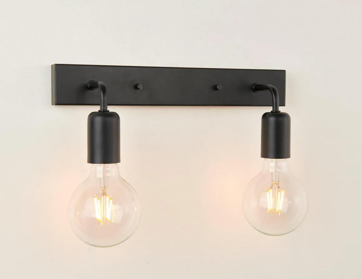 Eliott dobbel vegglampe IP21 - Svart