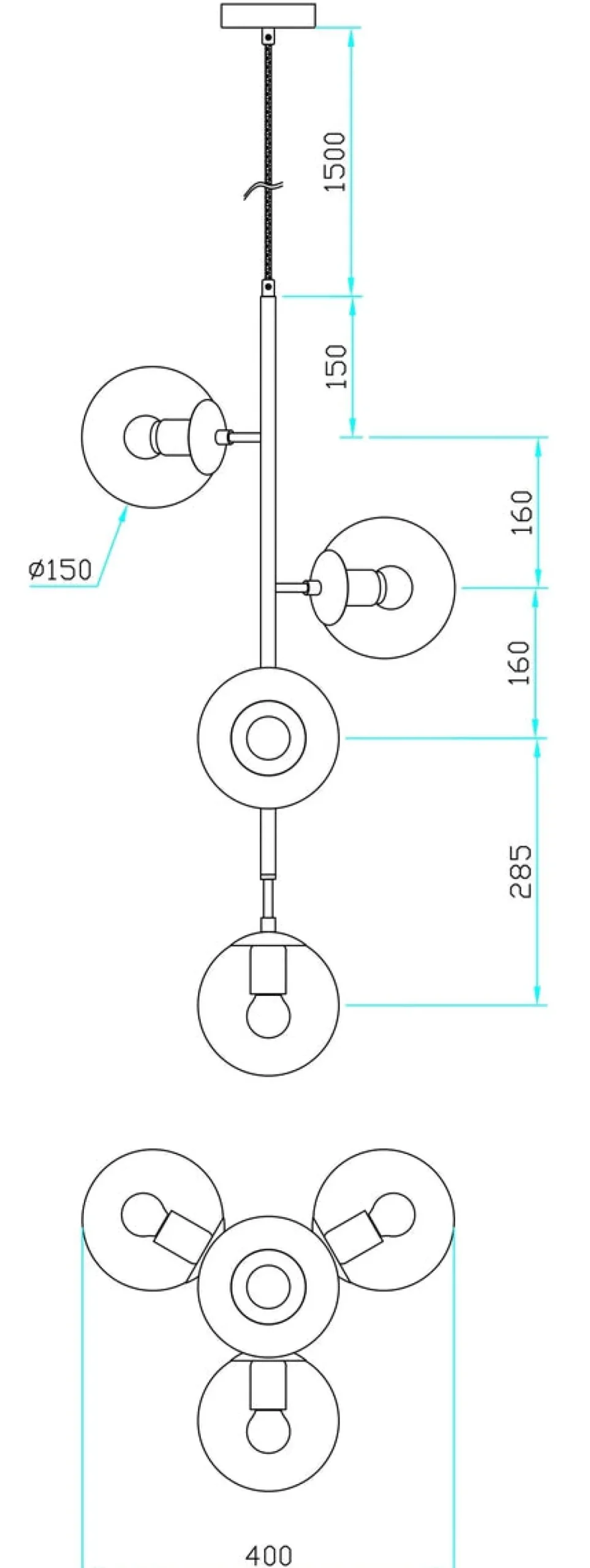 Emrik takpendel vertikal uten kupler - Messing