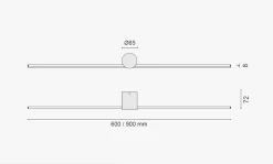 Eros 600 vegglampe ned IP44 dimbar - Svart