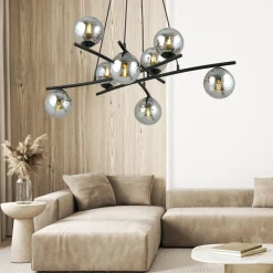 Essa takpendel 8-lys - Svart/Røykfarget