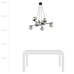 Essa takpendel 8-lys - Svart/Røykfarget