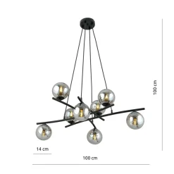 Essa takpendel 8-lys - Svart/Røykfarget