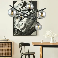 Essa takpendel 5-lys - Svart/Røykfarget