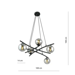 Essa takpendel 5-lys - Svart/Røykfarget