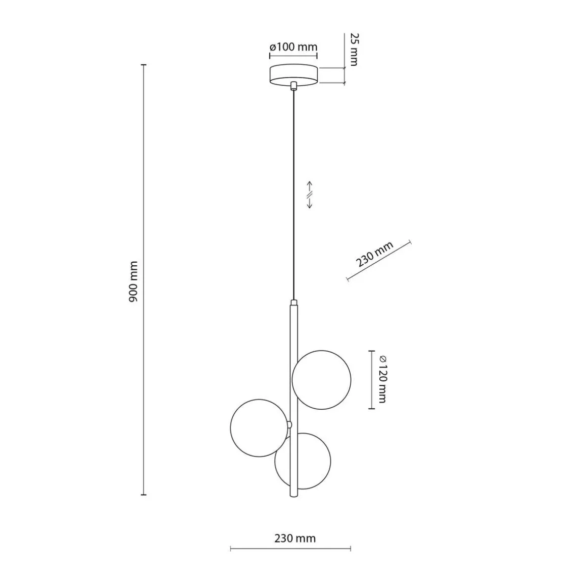 Estera takpendel 3-lys