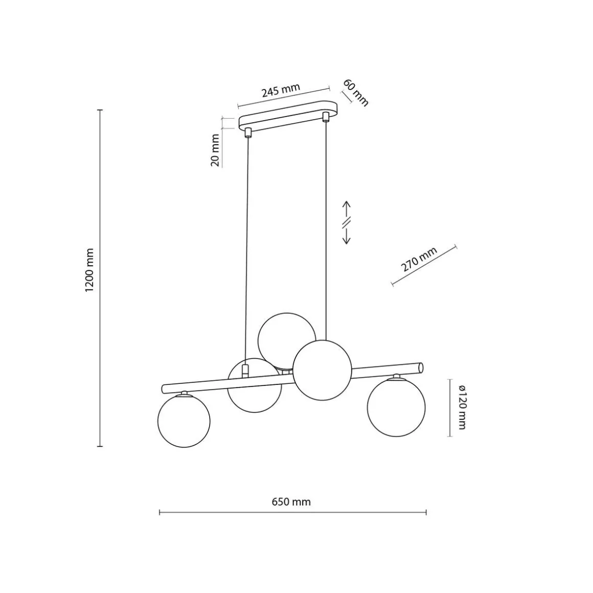 Estera takpendel 5-lys