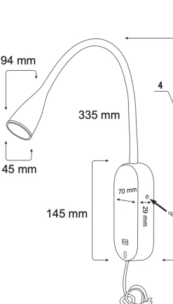 Eye vegglampe 5 watt dimbar m/ USB - Hvit