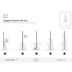 Fairybell 8M flaggstang julebelysning - 1500 LEDlys - med twinkle