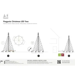 Fairybell 8M flaggstang julebelysning - 1500 LEDlys - med twinkle