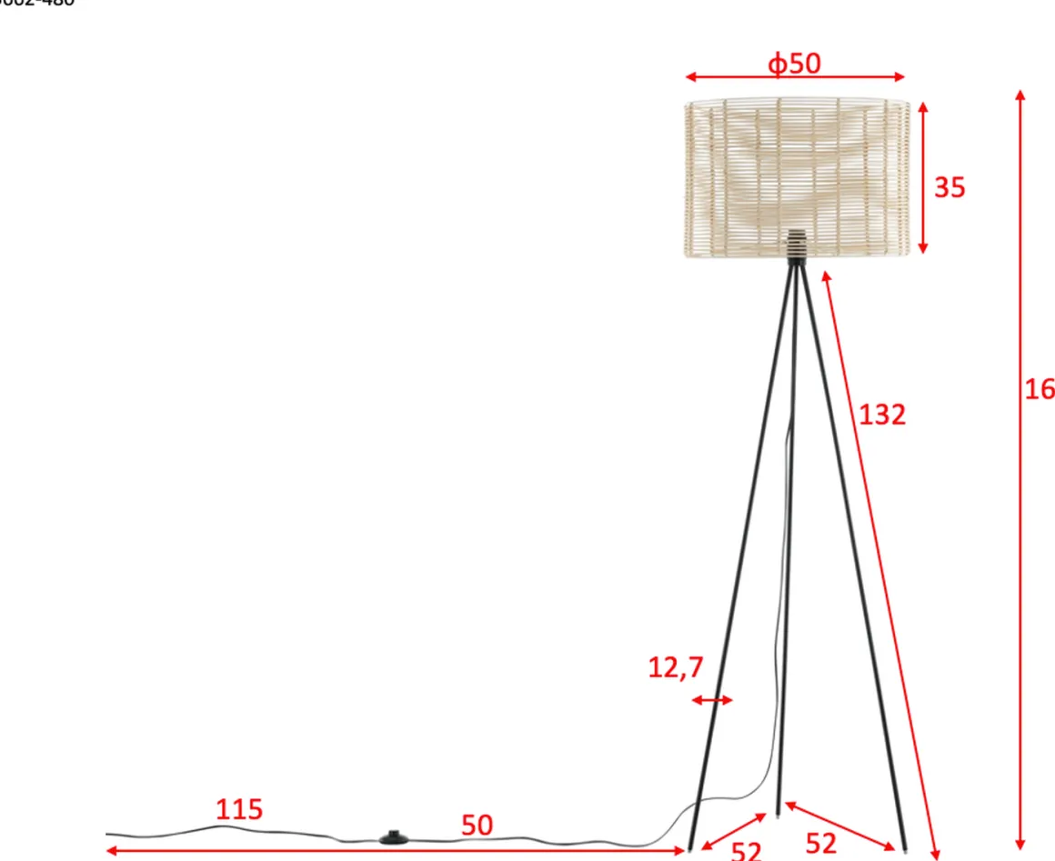 Fence gulvlampe 160 cm - Svart/Naturfarget