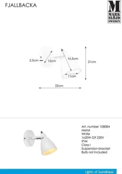 Fjellbacka vegglampe IP44 - Hvit - Hvit