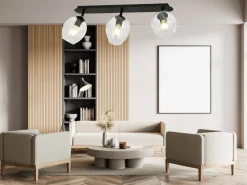 Flow taklampe 3-lys - Svart/Klar