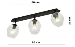 Flow taklampe 3-lys - Svart/Klar