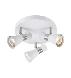 Folie taklampe 3-spot - Hvit/Nikkel farget - Hvit / Nikkel