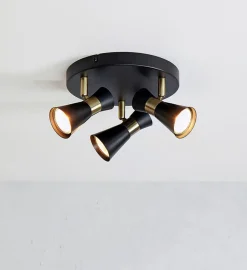 Folie taklampe 3-spot - Svart/Antikk messingfarget - Svart / Messing
