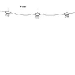 Garden Garland utendørs lysslynge 9 meter 15 lys IP65 ekstra slynge - Svart