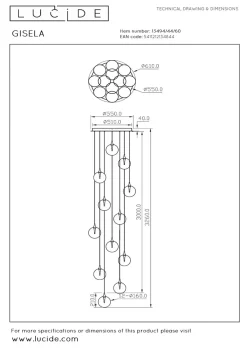Gisela takpendel 61 cm 12 x 3,5W 2700 Kelvin - Dimbar