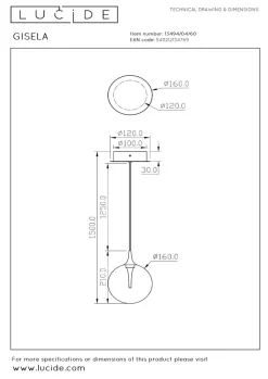 Gisela takpendel 5W 2700 Kelvin - Dimbar