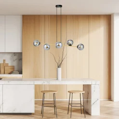 Gravity takpendel 6-lys - Svart/Røyk/Gullfarget