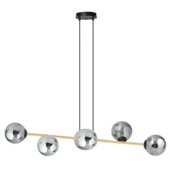 Gravity takpendel 6-lys - Svart/Røyk/Gullfarget