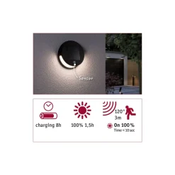 Helena vegglampe utendørs 3W 3000 Kelvin m/bevegelses sensor - Solcelle