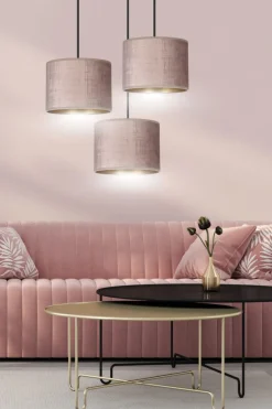Hilde rondell takpendel 3 lys - Rosa/Gullfarget