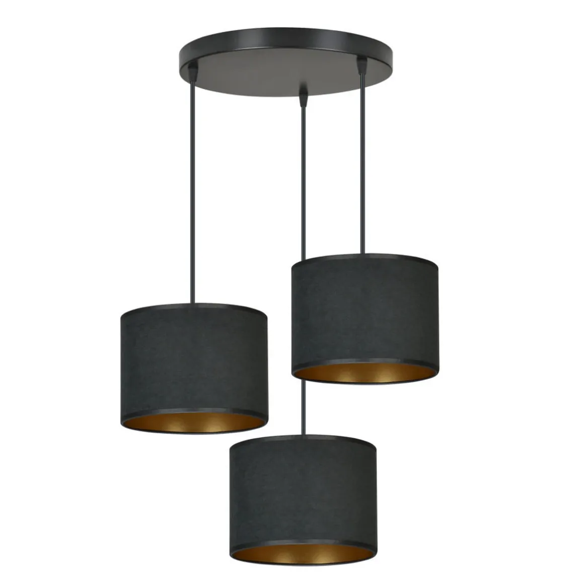 Hilde rondell takpendel 3 lys - Sort/Gullfarget