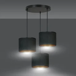 Hilde rondell takpendel 3 lys - Sort/Gullfarget