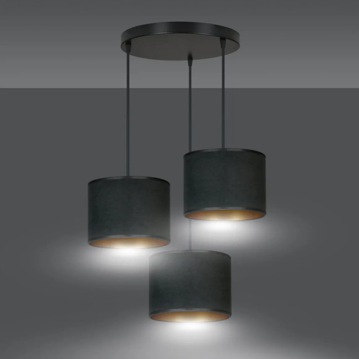 Hilde rondell takpendel 3 lys - Sort/Gullfarget