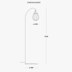 Hobo gulvlampe - Rå messing/Hvit
