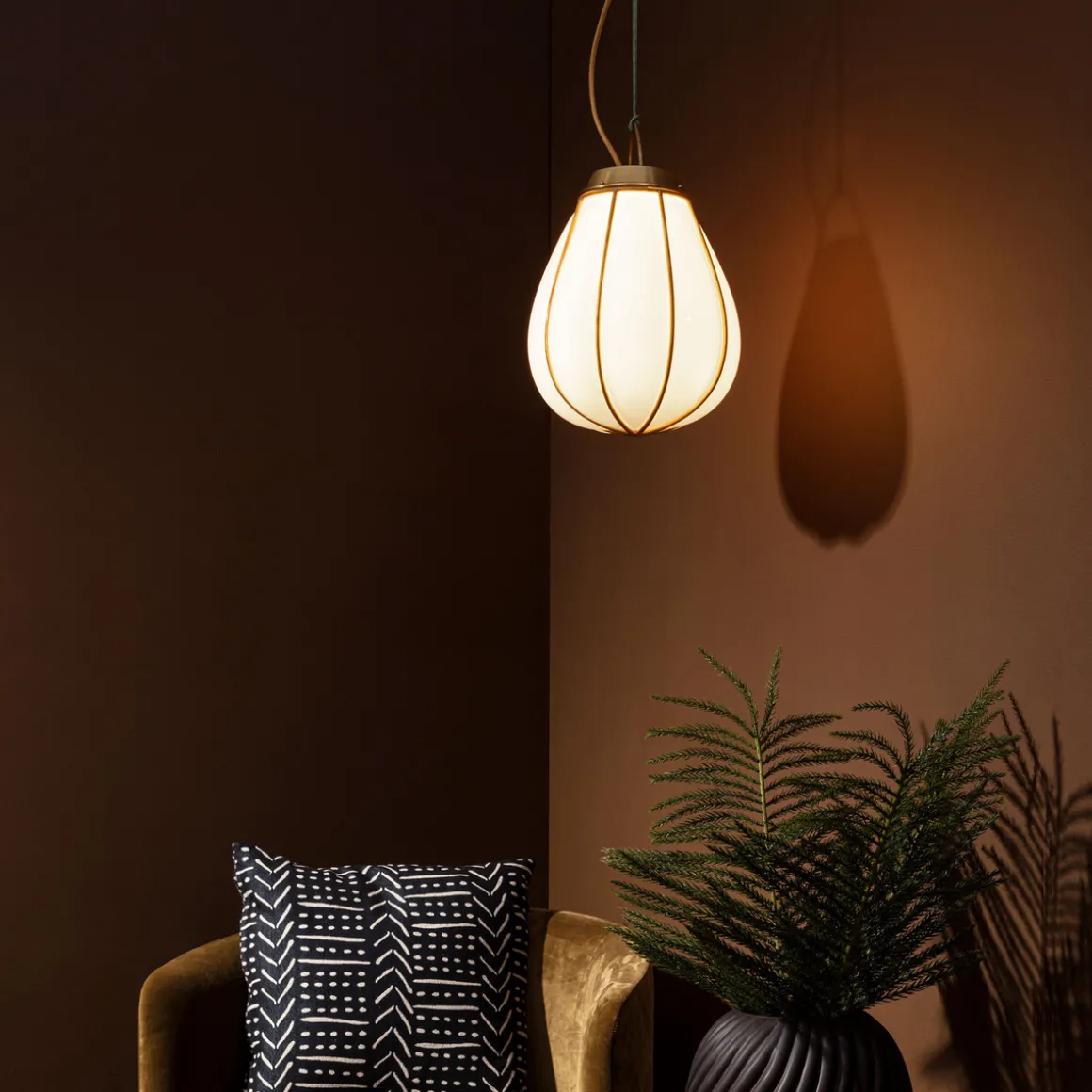 Hobo takpendel 22 cm - Rå messing/Hvit