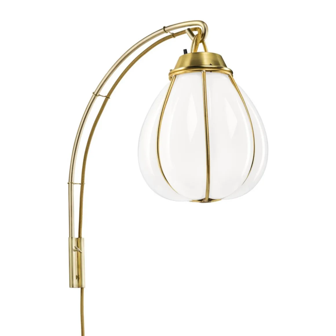 Hobo vegglampe - Rå messing/Hvit