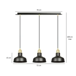 Ibor trippel takpendel - Svart/Gullfarget
