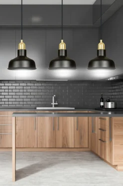 Ibor trippel takpendel - Svart/Gullfarget