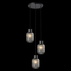 Ina takpendel rondell 3-lys - Svart/Røykfarget