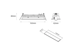 Inspire R 150 innfelt downlight 4 lys 8W RA98 2700K dimbar