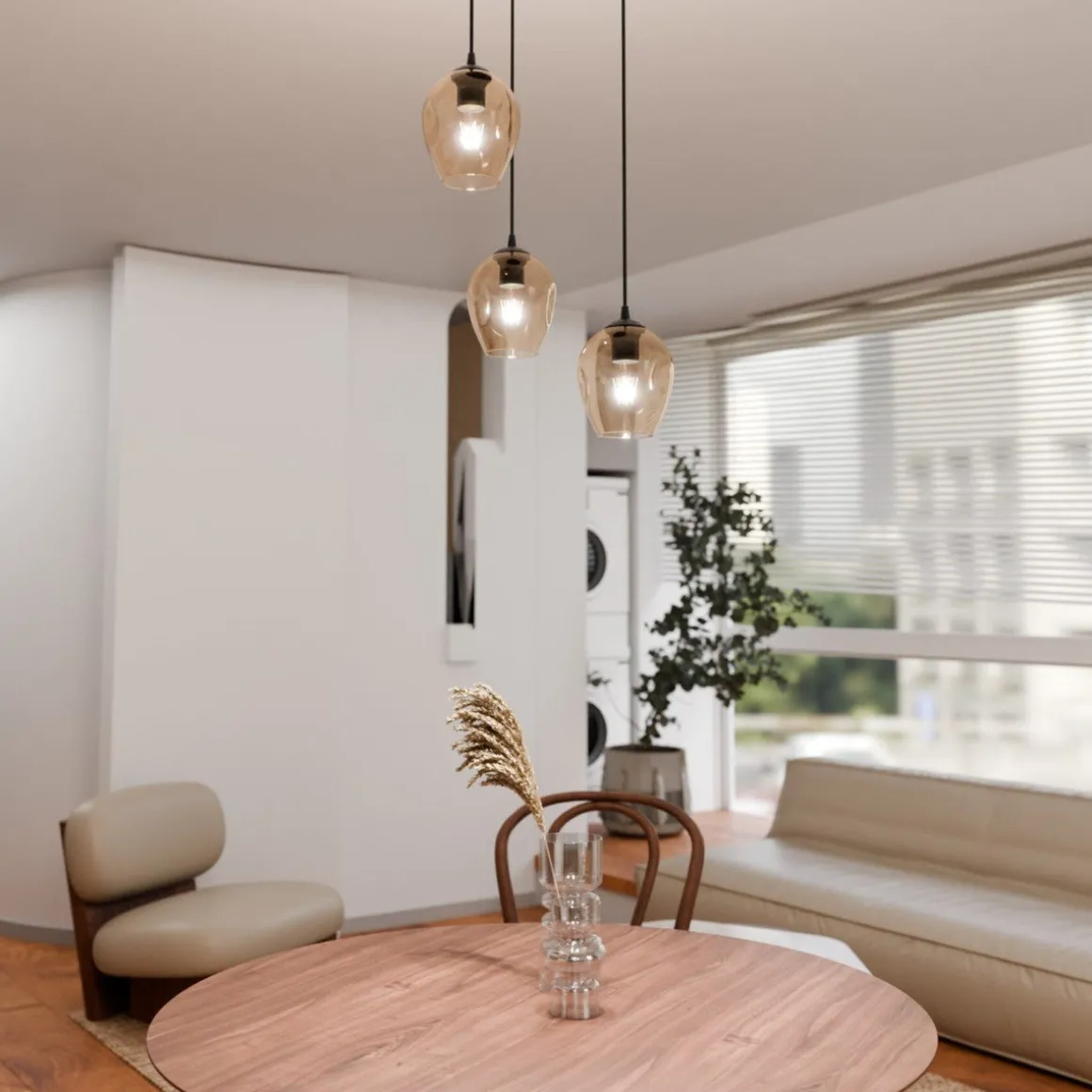 Istar rondell takpendel 3 lys - Svart/Amberfarget