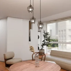 Istar rondell takpendel 3 lys - Svart/Røykfarget