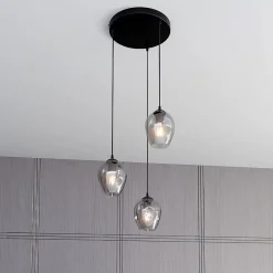 Istar rondell takpendel 3 lys - Svart/Røykfarget