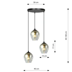 Istar rondell takpendel 3 lys - Svart/Røykfarget