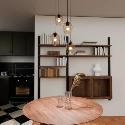 Istar rondell takpendel 4 lys - Svart/Amberfarget