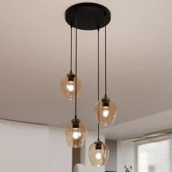 Istar rondell takpendel 4 lys - Svart/Amberfarget