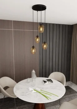 Istar rondell takpendel 4 lys - Svart/Amberfarget