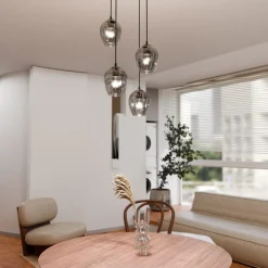 Istar rondell takpendel 4 lys - Svart/Røykfarget