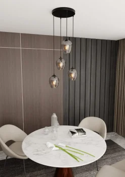 Istar rondell takpendel 4 lys - Svart/Røykfarget