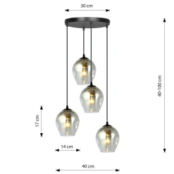 Istar rondell takpendel 4 lys - Svart/Røykfarget